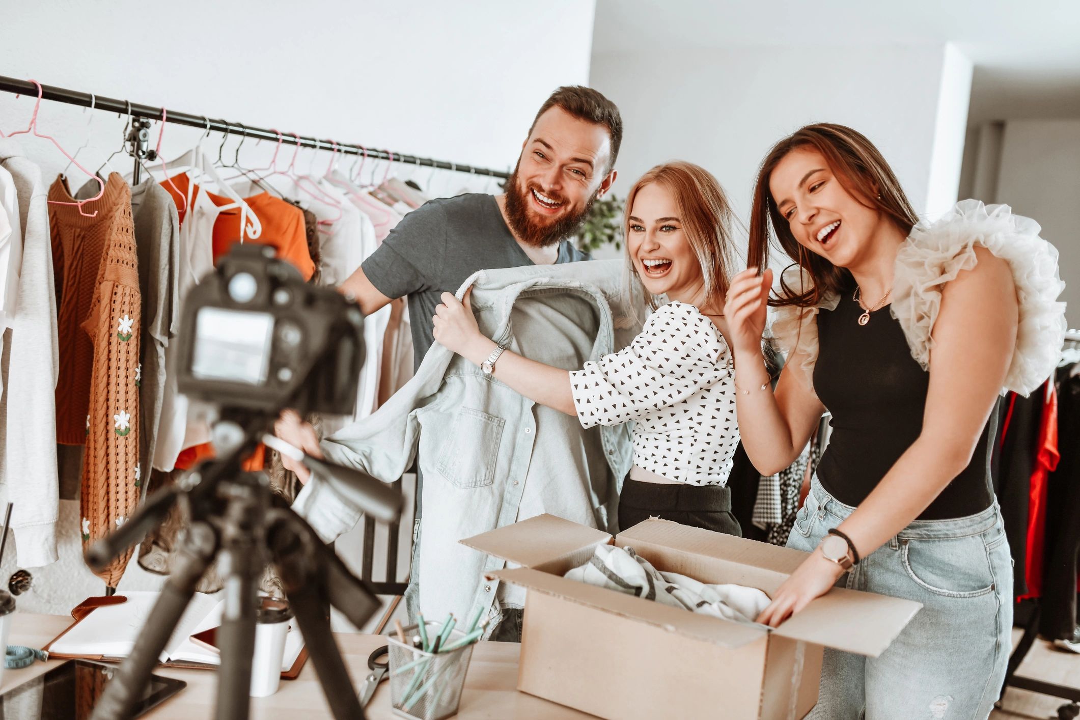 Retail team preparing marketing content